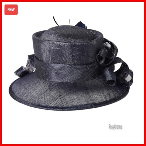 Adjustable Sinamay Fascinator Hat with Feathers and Bow for Special Occasions main image 4